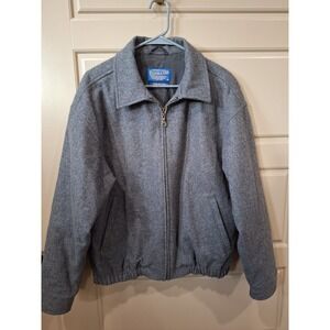 Pendleton Wool Bomber Jacket Men's Medium Gray Zip Front Thinsulate Made USA